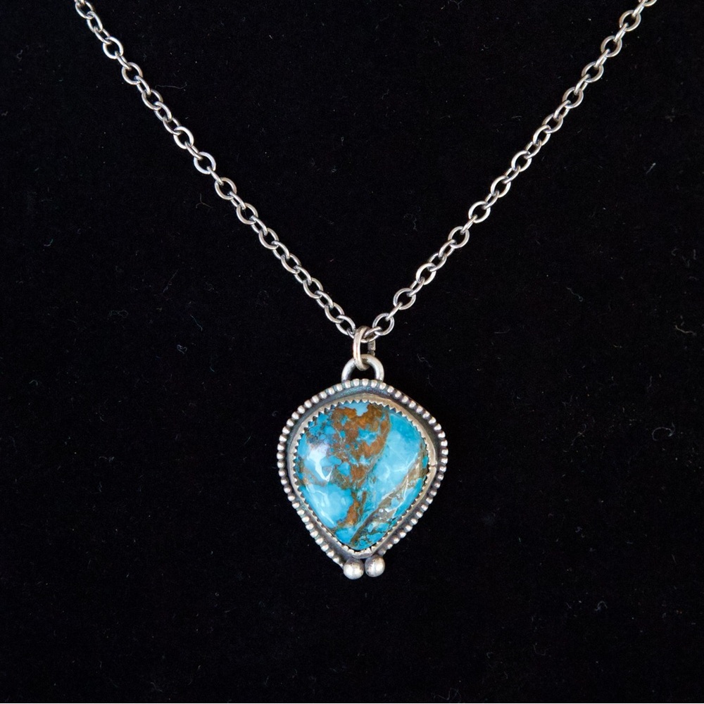 Silver Necklace with Turquoise Pendant